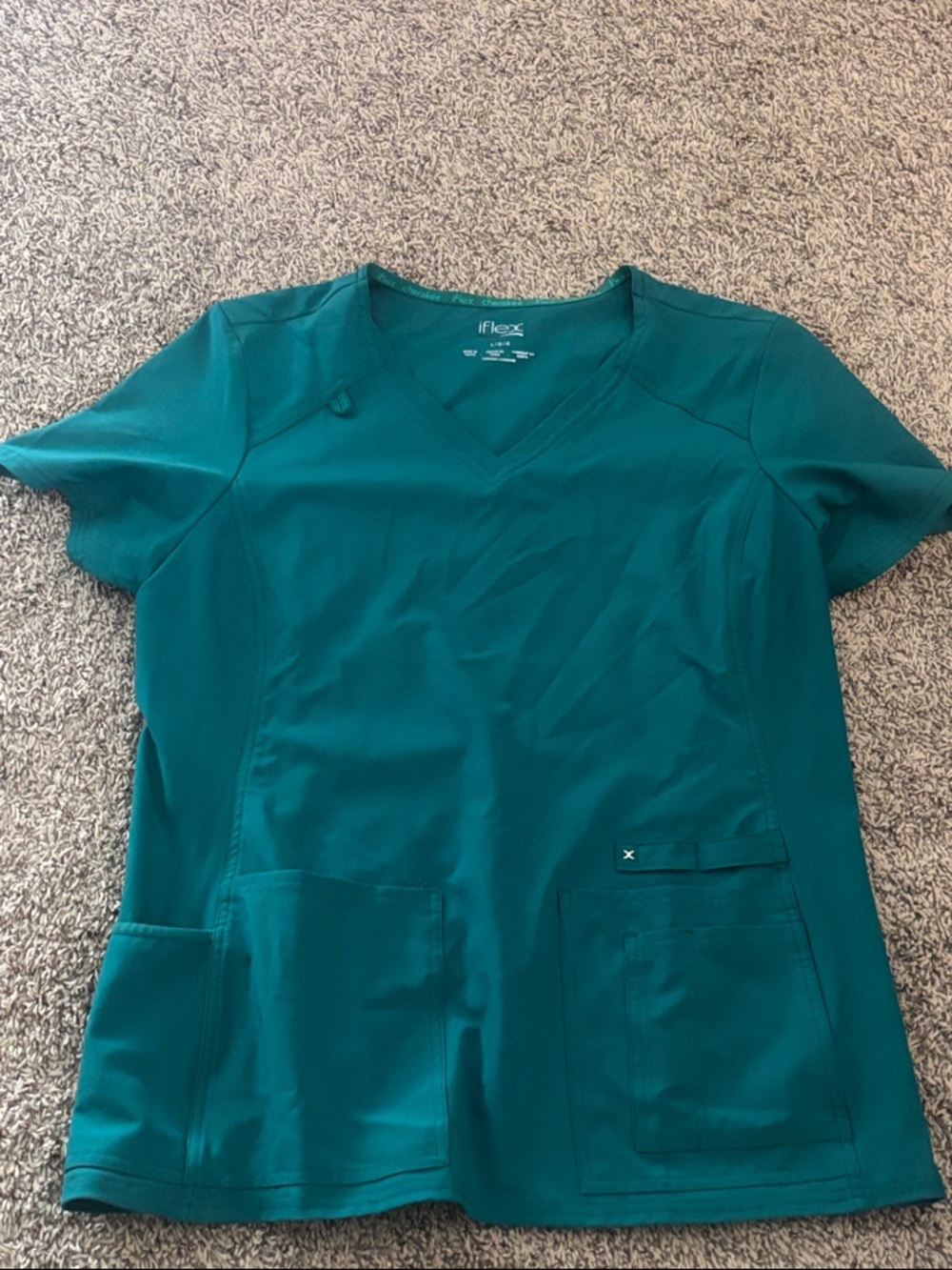 Cherokee iFlex Hunter Green V-Neck Short Sleeve Scrub Top